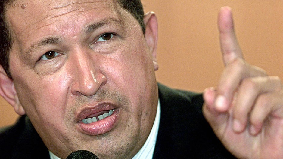 CARACAS, VENEZUELA: (FILES) Picture of Venezuelan President Hugo Chavez taken in Caracas, 13 February 2004. Mexican authorities accused Venezuela 15 November 2005 of becoming a major new transit point for illegal heroin trafficking, heightening a war of words after the withdrawal of their ambassadors. Venezuela angrily rejected Mexico's demand that it apologize for statements by Chavez, who has called the Mexican president "a lapdog" of the United States. The row started after Fox criticized Chavez's stance at last week's Summit of the Americas in Argentina. AFP PHOTO/Andrew ALVAREZ (Photo credit should read ANDREW ALVAREZ/AFP/Getty Images)