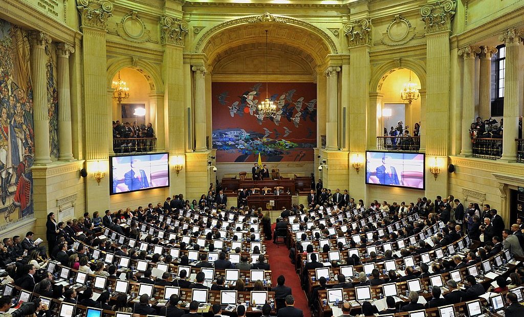 General view during the installation of the new Congress (2014-2018) at the Capitol in Bogota, Colombia, on July 20, 2014. Colombian President Juan Manuel Santos settled on Sunday which he called the Congress of peace and called on lawmakers to support the task to carry out the agreements and rules for a "post-conflict nation." AFP PHOTO/Guillermo Legaria (Photo credit should read GUILLERMO LEGARIA/AFP/Getty Images)