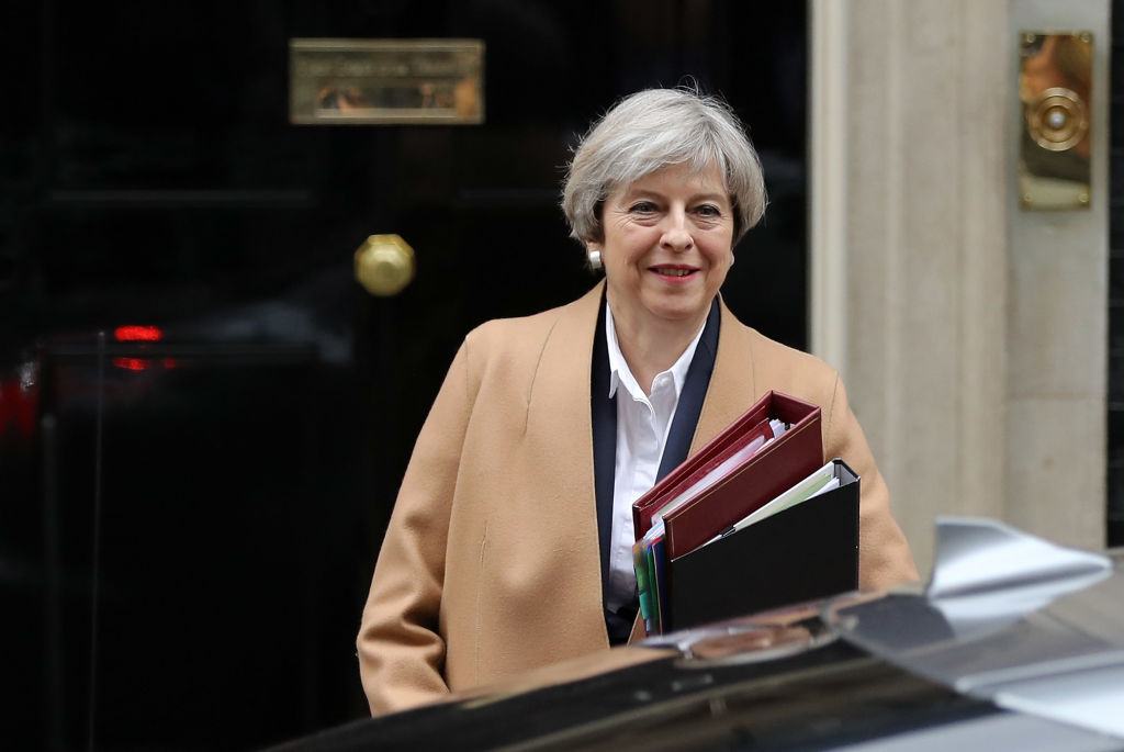 LONDON, ENGLAND - MARCH 29: British Prime Minister Theresa May departs 10 Downing Street on March 29, 2017 in London, England. Later today British Prime Minister Theresa May will address the Houses of Parliament as Article 50 is triggered and the process that will take the United Kingdom out of the European Union will begin. (Photo by Dan Kitwood/Getty Images)