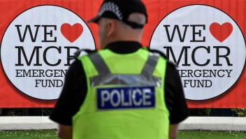 Police officers patrol around Old Trafford Cricket Ground ahead of the One Love Manchester tribute concert in Manchester on June 4, 2017. Nearly two weeks after a deadly suicide bombing at her concert in Manchester, US star Ariana Grande is planning to press ahead with a charity gig later on Sunday despite a terror attack on the streets of London. / AFP PHOTO / Anthony Devlin (Photo credit should read ANTHONY DEVLIN/AFP/Getty Images)