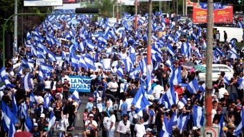 Anti-government protesters take part in a march in support of "the Mothers of April" movement - whose children died in the protests - on Nicaragua's National Mothers Day, in Managua on May 30, 2018. - At least 87 people have been killed and almost 900 wounded since protests began on April 18 against Ortega and his party, the Sandinista National Liberation Front. (Photo by DIANA ULLOA / AFP) (Photo credit should read DIANA ULLOA/AFP/Getty Images)