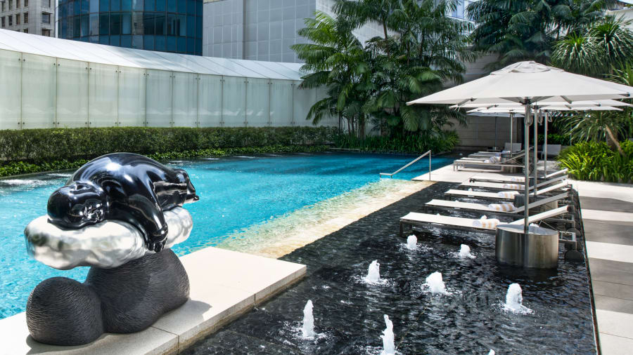 Tropical Spa Pool: una gran escultura del artista taiwanés Li Chen domina la piscina al aire libre del hotel.