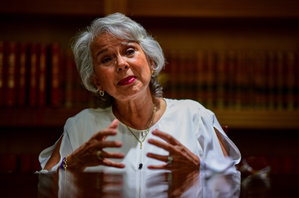 Olga Sánchez durante una entrevista en Ciudad de México en junio de 2018. (Crédito: RONALDO SCHEMIDT/AFP/Getty Images)