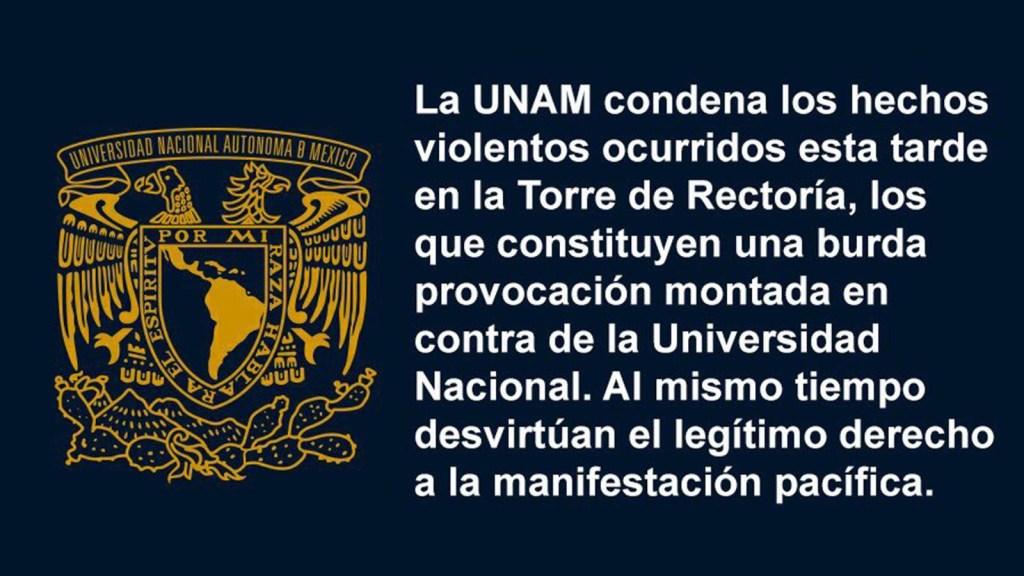 Protesta en la UNAM termina en violencia