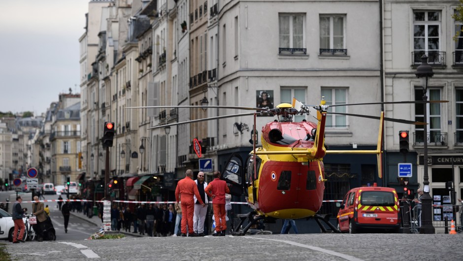prefecture de police (police headquarters) after three persons have been hurt in a knife attack on October 3, 2019. - A knife attacker was shot and injured after hurting two people at police headquarters in the historical centre of Paris on October 3, sources told AFP. (Photo by Martin BUREAU / AFP) (Photo by MARTIN BUREAU/AFP via Getty Images)