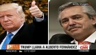 Trump llama a Fernández