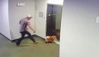 Salva a un perro luego que su correa se atorara en el elevador