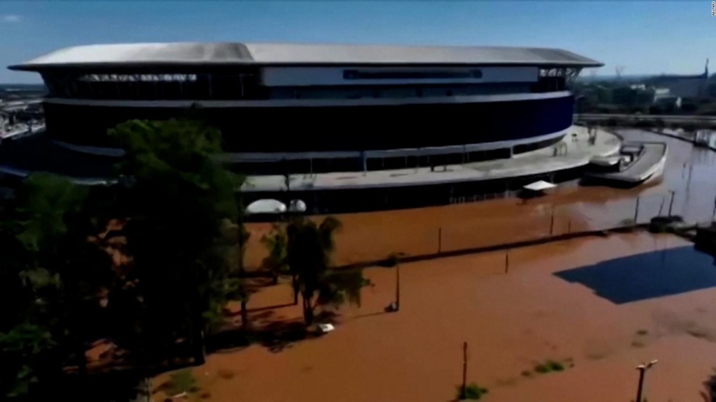 Así está el estadio de Gremio en Porto Alegre tras las inundaciones