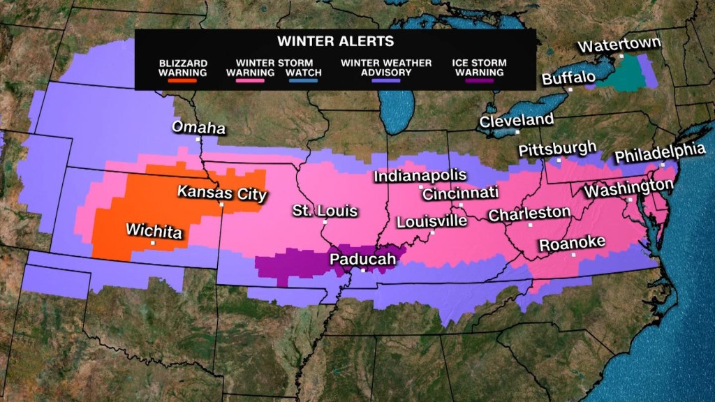 Una gran tormenta invernal se extiende a lo largo de casi 2.500 km en EE.UU.